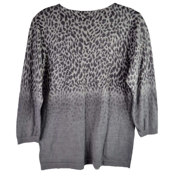 Talbots Women's M/L Gray Animal Print Merino Wool Long Sleeve Pullover Sweater - Picture 3 of 6